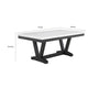Viem Dining Table | 72" Rectangular White Marble Top | Black Open Base