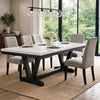 Viem Dining Table | 72" Rectangular White Marble Top | Black Open Base