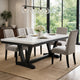 Viem Dining Table | 72" Rectangular White Marble Top | Black Open Base