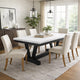 Viem Dining Table | 72" Rectangular White Marble Top | Black Open Base