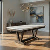 Viem Dining Table | 72" Rectangular White Marble Top | Black Open Base