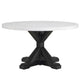 Viem Dining Table | 54" Round White Marble Top | Black Pedestal Base