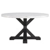 Viem Dining Table | 54" Round White Marble Top | Black Pedestal Base
