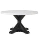 Viem Dining Table | 54" Round White Marble Top | Black Pedestal Base