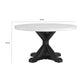 Viem Dining Table | 54" Round White Marble Top | Black Pedestal Base