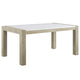 Koji Dining Table | 66" White Marble Top | Light Brown Wood Legs