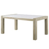 Koji Dining Table | 66" White Marble Top | Light Brown Wood Legs