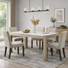 Koji Dining Table | 66" White Marble Top | Light Brown Wood Legs