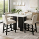 Riac Counter Height Table | 48" | White Faux Marble Top | Black Legs