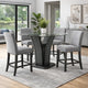 Brandon Counter Height Table | 54" Glass Top | Glam Dark Gray Pedestal