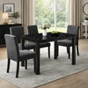 Syon Dining Table | 47" Black Faux Marble Top | Black Wood Legs