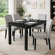 Syon Dining Table | 47" Black Faux Marble Top | Black Wood Legs