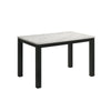 Syon Dining Table | 47" White Faux Marble Top | Black Wood Legs