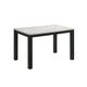 Syon Dining Table | 47" White Faux Marble Top | Black Wood Legs
