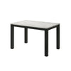 Syon Dining Table | 47" White Faux Marble Top | Black Wood Legs