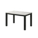Syon Dining Table | 47" White Faux Marble Top | Black Wood Legs