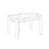 Syon Dining Table | 47" White Faux Marble Top | Black Wood Legs