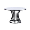 Haly Dining Table | 48" Round White Faux Marble Top | Black Cage Base