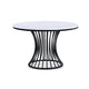 Haly Dining Table | 48" Round White Faux Marble Top | Black Cage Base