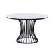 Haly Dining Table | 48" Round White Faux Marble Top | Black Cage Base