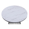 Haly Dining Table | 48" Round White Faux Marble Top | Black Cage Base