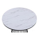 Haly Dining Table | 48" Round White Faux Marble Top | Black Cage Base