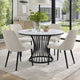 Haly Dining Table | 48" Round White Faux Marble Top | Black Cage Base