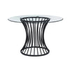 Ticy Dining Table | 48" Round Glass Top | Black Iron Cagelike Base