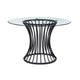 Ticy Dining Table | 48" Round Glass Top | Black Iron Cagelike Base