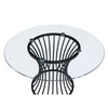 Ticy Dining Table | 48" Round Glass Top | Black Iron Cagelike Base