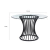 Ticy Dining Table | 48" Round Glass Top | Black Iron Cagelike Base