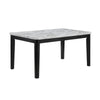 Pazy Dining Table | 64" White Faux Marble Top | Black Tapered Legs