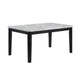 Pazy Dining Table | 64" White Faux Marble Top | Black Tapered Legs