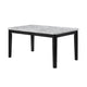 Pazy Dining Table | 64" White Faux Marble Top | Black Tapered Legs
