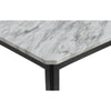 Pazy Dining Table | 64" White Faux Marble Top | Black Tapered Legs