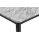 Pazy Dining Table | 64" White Faux Marble Top | Black Tapered Legs