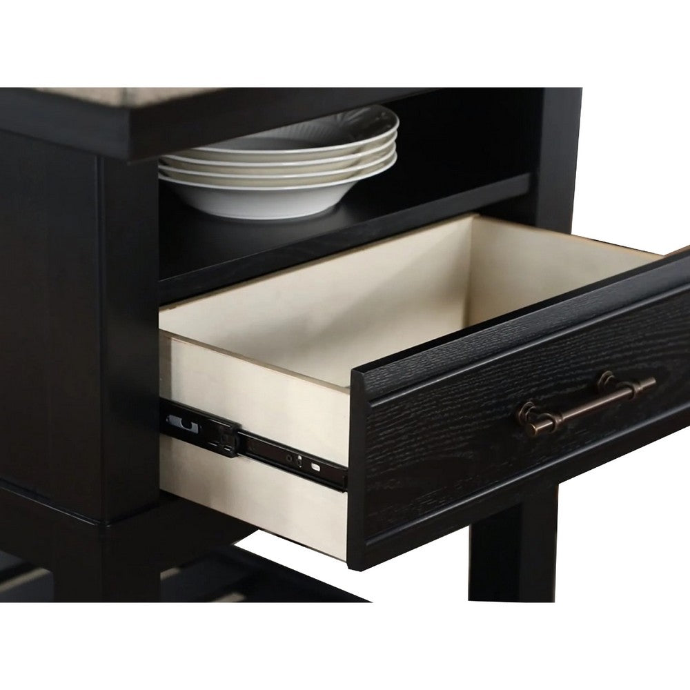 Fin Counter Height Table | 60" Light Gray Top | 1 Drawer | Black Base