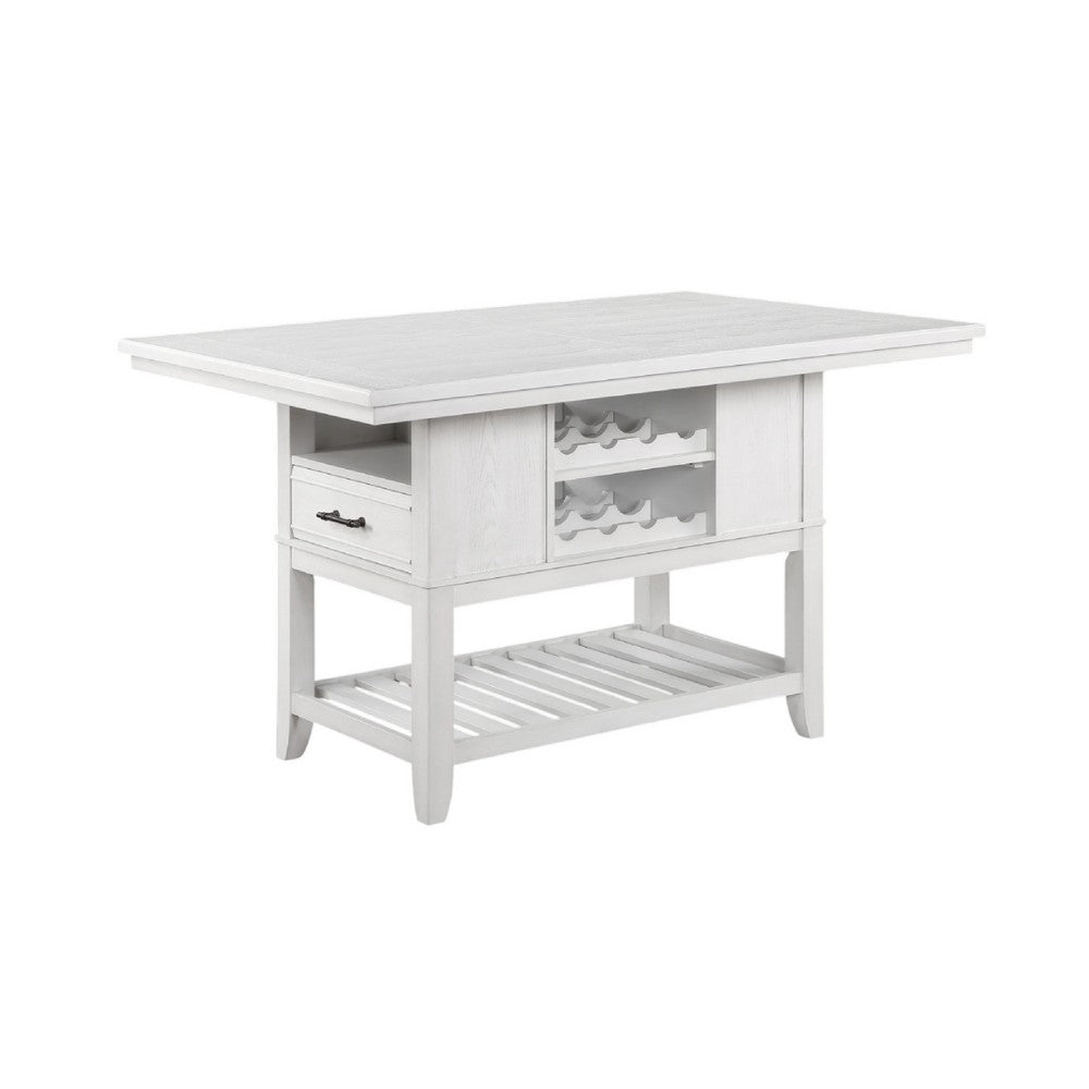 Weny Counter Height Table | 60" White Faux Marble Top | Open Shelf