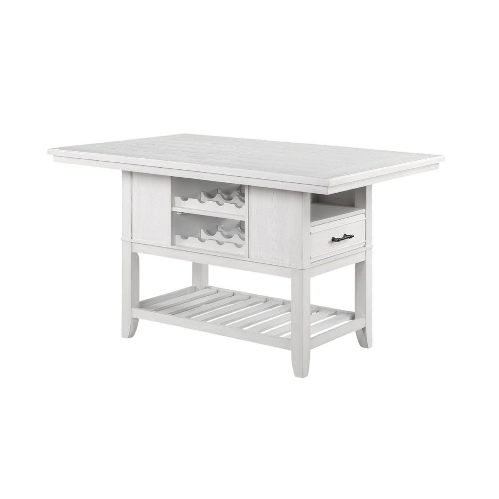 Weny Counter Height Table | 60" White Faux Marble Top | Open Shelf