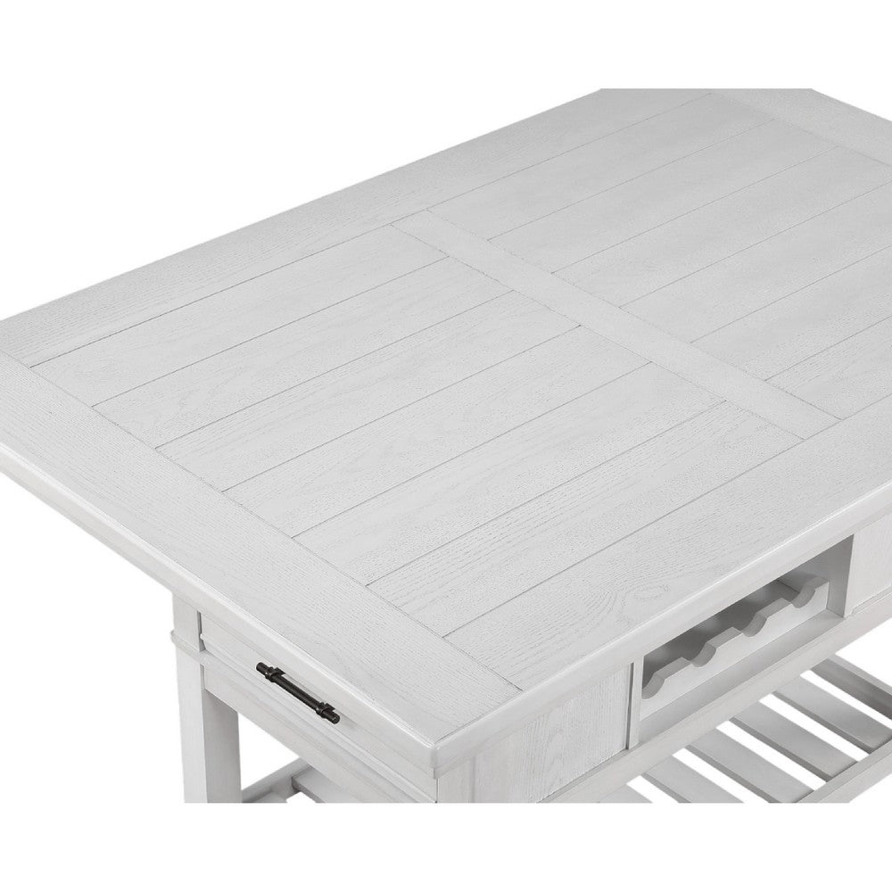 Weny Counter Height Table | 60" White Faux Marble Top | Open Shelf
