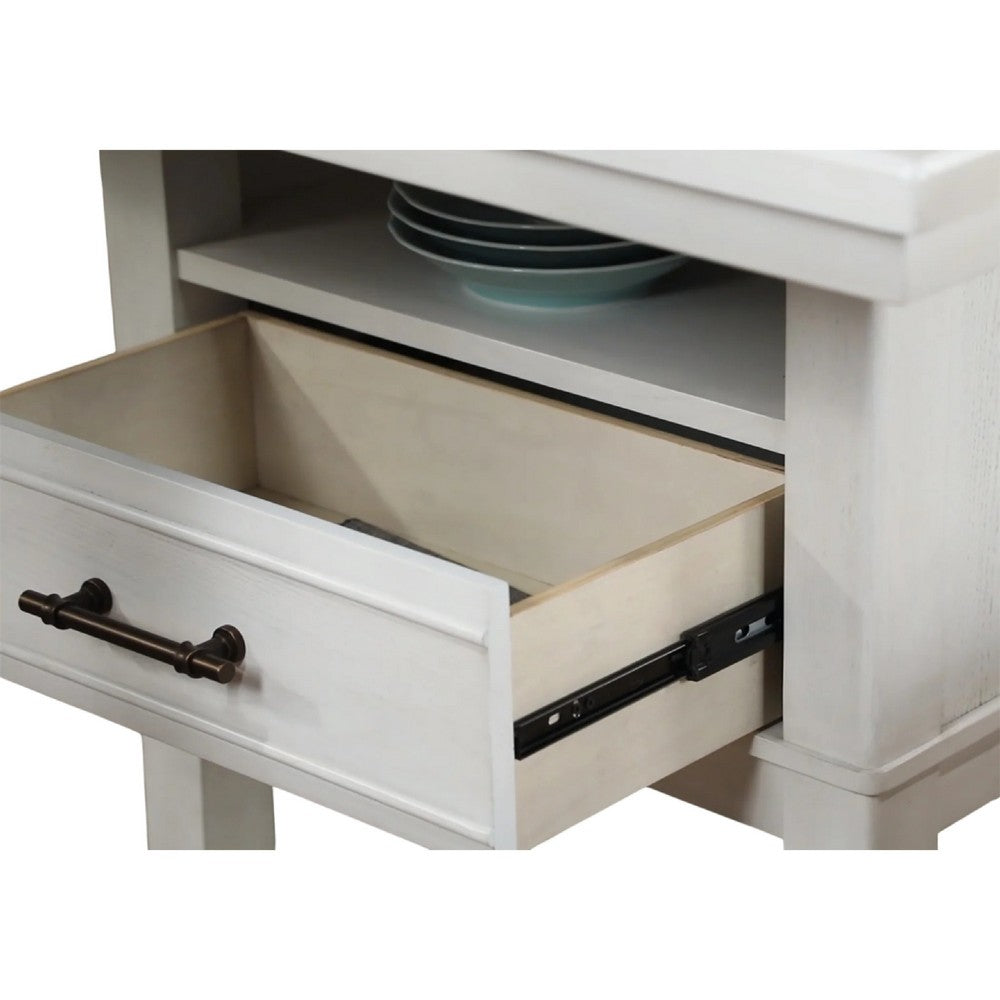 Weny Counter Height Table | 60" White Faux Marble Top | Open Shelf