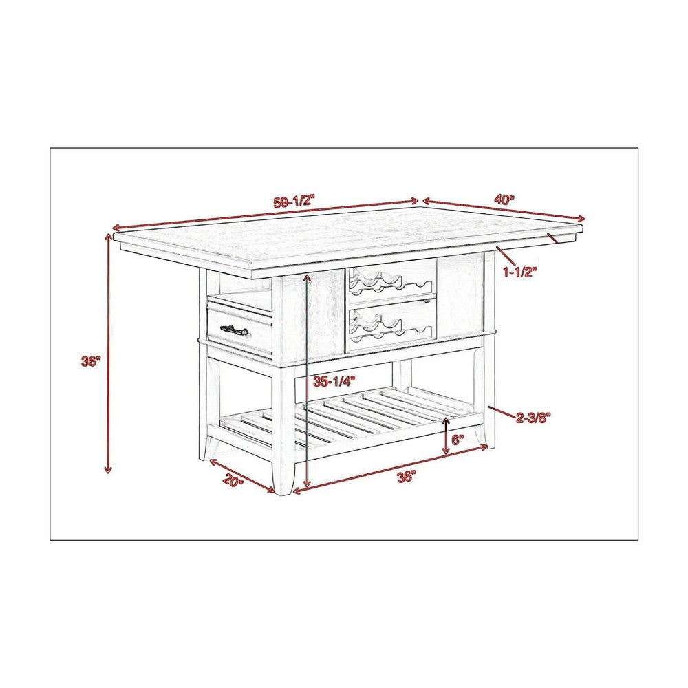 Weny Counter Height Table | 60" White Faux Marble Top | Open Shelf