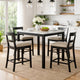 Pazy Counter Height Table | 48" White Faux Marble Top | Black Legs