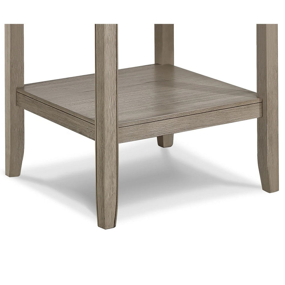 Filu Counter Height Table w Faux Marble Lazy Susan | 48" | White Oak