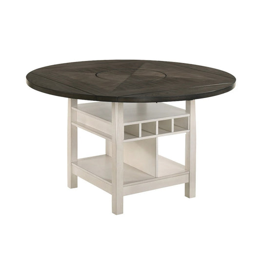 Nery Counter Height Table w Lazy Susan | 60" Gray Top | White Base