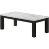 Evie 3pc Coffee and End Table Set | White Faux Marble Top | Black
