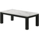 Evie 3pc Coffee and End Table Set | White Faux Marble Top | Black