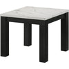 Evie 3pc Coffee and End Table Set | White Faux Marble Top | Black