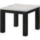 Evie 3pc Coffee and End Table Set | White Faux Marble Top | Black