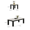 Evie 3pc Coffee and End Table Set | White Faux Marble Top | Black